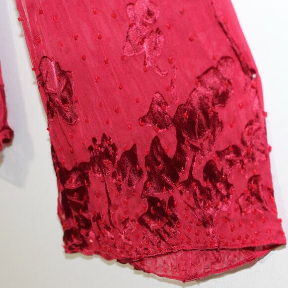 Adrianna Papell Evening Essentials Red Bell Sleeve Silk Blouse Size XL - Picture 10 of 13